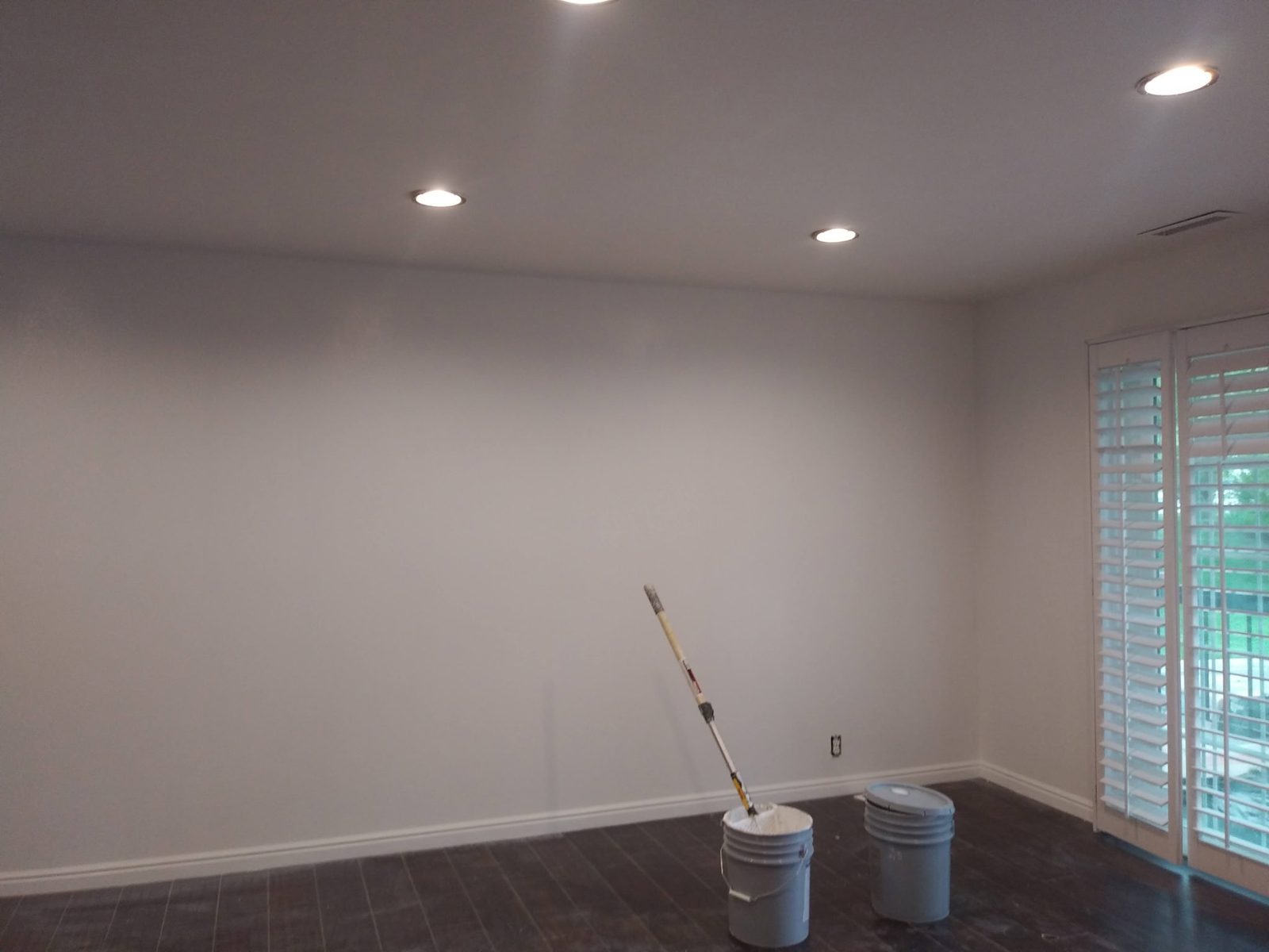 Living room with painted interior french doors in a Utah home